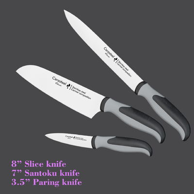 8”Carving Cerasteel Kitchen Knife Set Robust Design Cermet Alloy